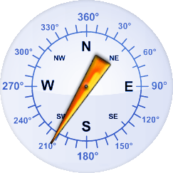 Windrichtung-Analoganzeige (Windrichtung: SSW)